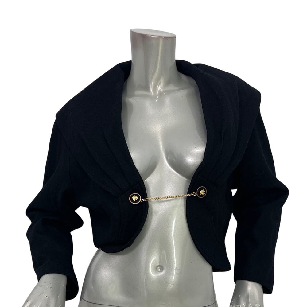 iSSEY Miyake Vintage Black Cropped Jacket with Gold Chain Detail
